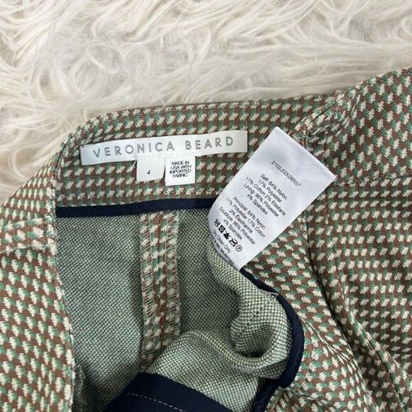 Veronica Beard Size 4 Gani Cropped Jacquard Flared Jersey Knit Pants Green NWOT - Picture 7 of 11